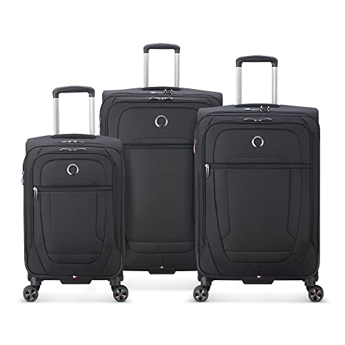 Image of DELSEY PARIS Helium DLX Softside Expandable Luggage with Spinner Wheels, Black, 3 Piece Set (20 /25 /29)