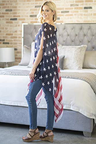 American Flag Patriotic Shawl Wrap Cardi - July 4 USA Stars Stripes Open Kimono Cardigan, Long Vest4