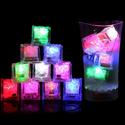 JINXIAN 18 Pièces Coloré Flash Ice avec Capteur Glaçon Lumineux Led éTanches et Réutilisables...