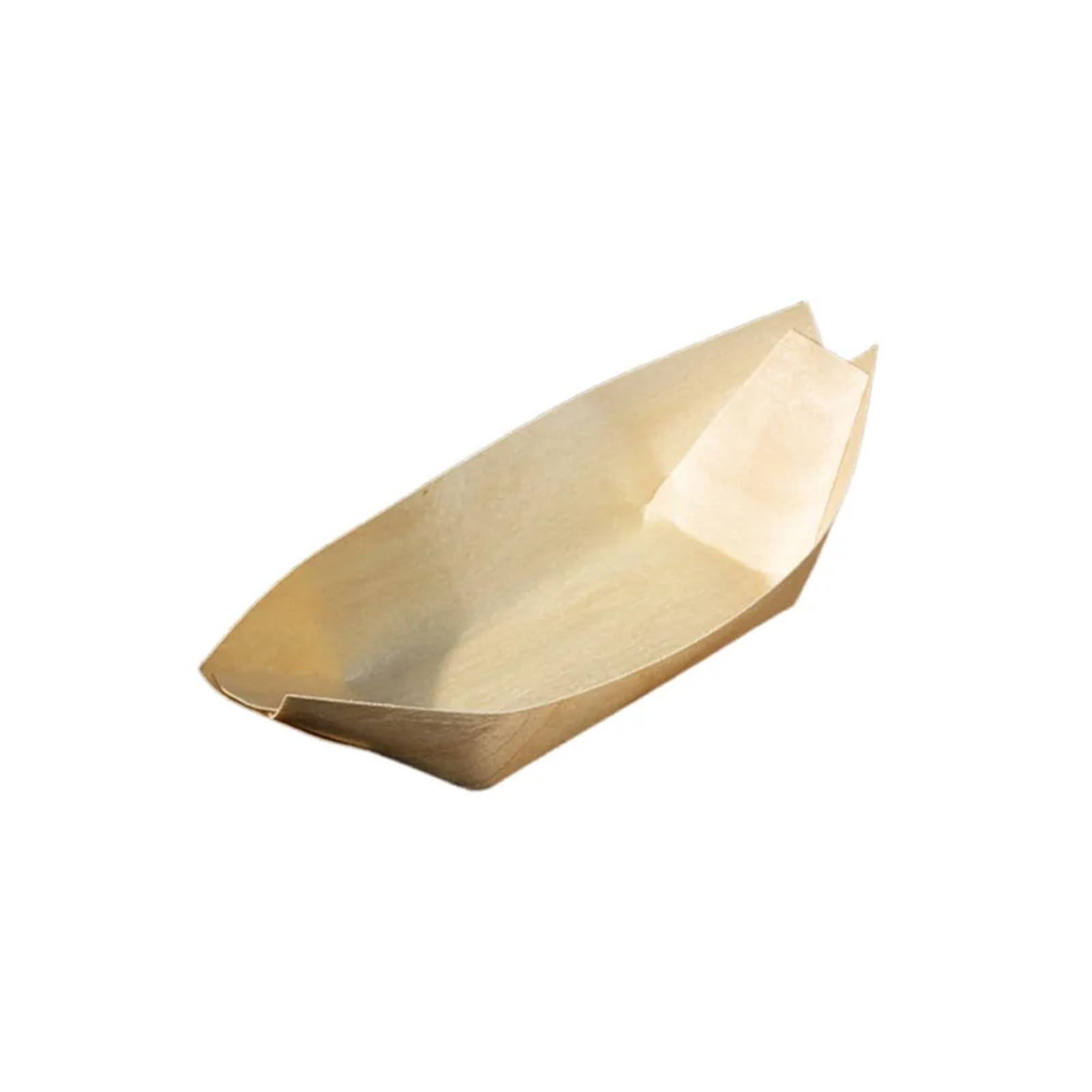 200PCS Disposable Wooden Boat-Shaped Plates Sushi Trays Serving Platters for Parties