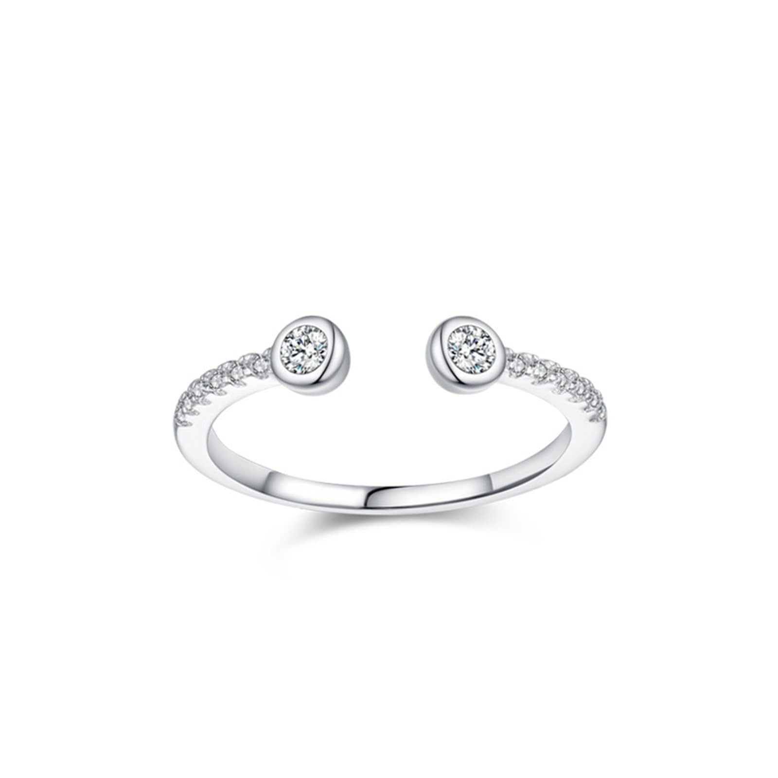 KnSam Anillo de boda de oro blanco Au 375/585/750, anillo apilable, forma abierta, anillo solitario con diamante creado en laboratorio, oro blanco de 9 K/14 K/18 K, talla 47-65