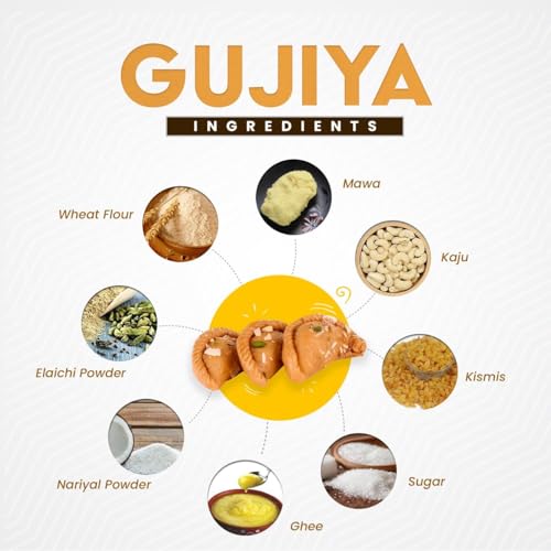 Image of Yummistry Traditional Wheat Gujiya Sweet | Organic Homemade Indian Mithai | High Protein & Fibre Gujia | No Maida No Preservatives | Holi & Diwali Festival Sweet Gift