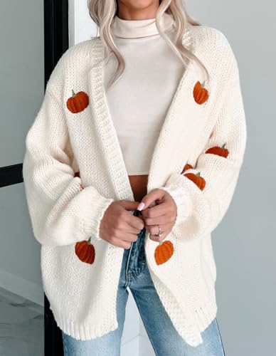 Women Pumpkin Sweater Cardigan Embroidered Halloween Cardigans Long Sleeve Open Front Cute Holiday Sweaters2