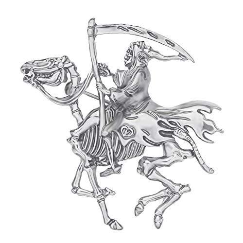 WEVENI Halloween Antique Alloy Gold Plated Skull Grim Reaper Brooch Scarf Suit Dress Pins Jewelry Gifts for Women Lady Girl (Silver-Plated-Stainless-Steel)