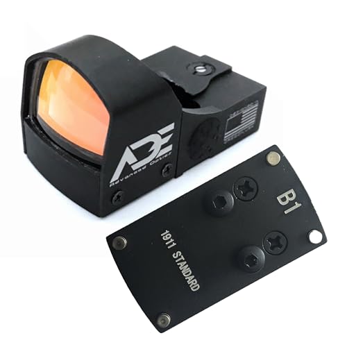 ADE Advanced Optics Crusader RD3-009 Red Dot Reflex Sight – with Mouting Plate for 1911 with Colt G.I Standard Rear Sight and Picatinny Rail – 5 MOA Reflex – Waterproof, Shockproof & Fog Resistant