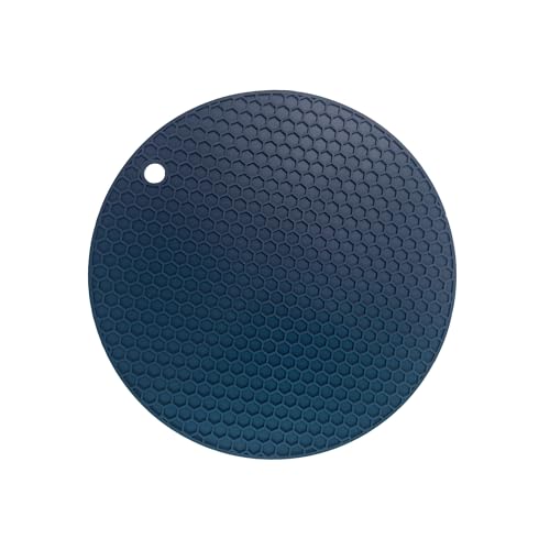 Image of Silicone Trivet Mats,Heat Resistant Pot Holders, Multipurpose Non-Slip Hot Pads for Kitchen Potholders, Hot Dishers, Jar Opener, Spoon Holder, Food Grade Silicone(Blue Size Round 7''x7'')