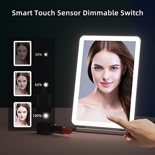 Famihomii Rechargeable Travel Makeup Vanity Mirror With 3 Colors Lighting, Lighted Makeup Mirror With 72 Led Lights And Touch Screen Dimming, Portable Tabletop Cosmetic Compact Mirror For Makeup #TOP4