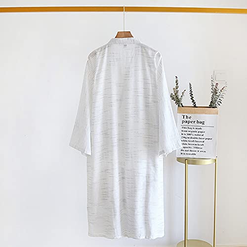 HAOZAIKEJI Men Kimono Pajamas One Piece Bathrobe Yukata Spa Robe Cotton Causal Nightgown Sleepwear Japanese Loose Loungewear3