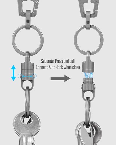 Image of KeyUnity Titanium Magnetic Quick Release Keychain, One-Hand Detachable Connector for Car Keys, USB Drives and EDC, Gear, KA62 Compact-1 Pack