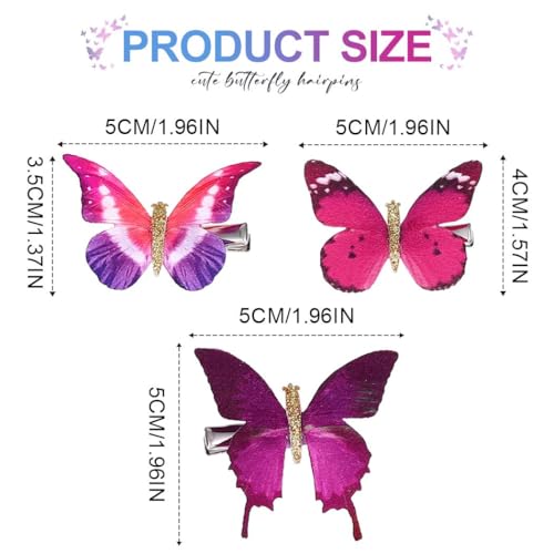 Pinzas para cabello de mariposa rosa, pack de 10 miniatura 6