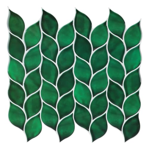 HOMEART Green Peel and Stick Backsplash Leaf Tile, Self-Adhesive Faux