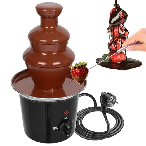 Fuente de chocolate, fuente de chocolate de 3 niveles de acero inoxidable, fuente de fondue eléctrica de 60 W con función de fusión y fundición para fiestas, bodas y cumpleaños, capacidad de 400 G