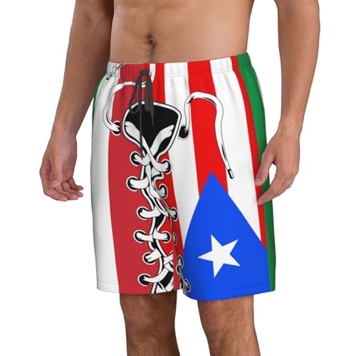 Men's Vintage Puerto Rico Italy Italian Flag Board Shorts Swim Trunks3