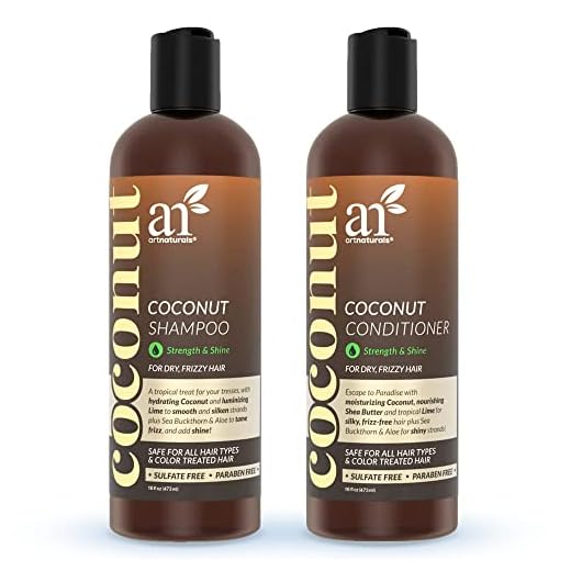 ArtNaturals Coconut-Lime Shampoo and Conditioner Set – (2 x 16 Fl Oz / 473ml) - Professional Deep Hydrating Moisturizing for Curly Fine Oily Dry Damaged and Color Treated Hair – Natural, Sulfate Free