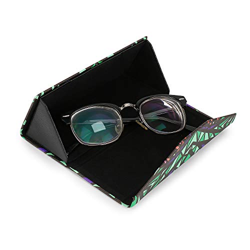Image of 2 Pack Triangle Foldable Glasses Case Portable Magnetic Closure PU Leather Hard Shell Medium Size