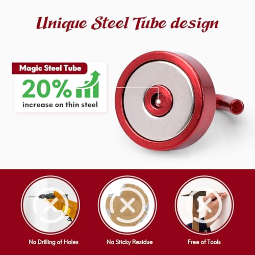Image of Neosmuk Magnetic Hooks Steel Tube Design for Cruise,40lb+ Red,10 Pack