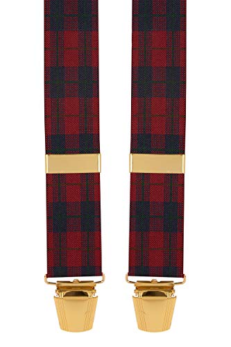 Bretelle da uomo in tartan rosso