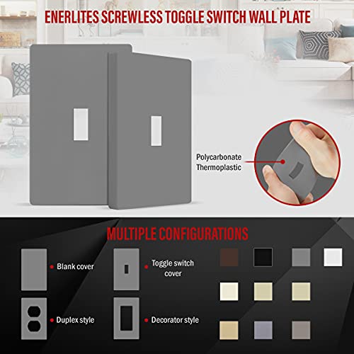 Image of ENERLITES Screwless Toggle Switch Wall Plate, Child Safe Light Switch Cover, Standard Size 1-Gang 4.68 inch x 2.93 inch, Unbreakable Polycarbonate Thermoplastic, UL Listed, SI8811-GY, Glossy, Gray