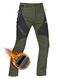 TACVASEN Winter Trousers Men Warm Fleece Trousers Climbing Hunting Pants Trekking Safari Trousers Olive Green