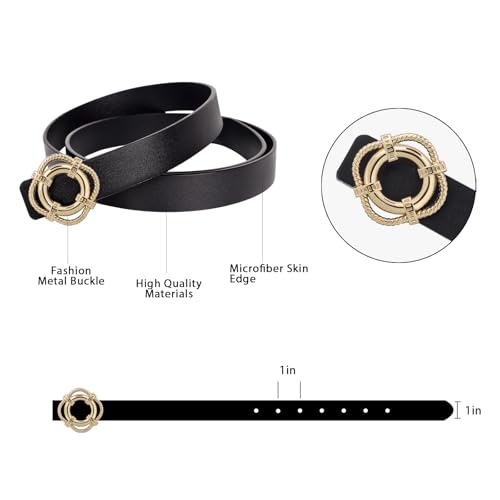 Image of Aurolran Women's Leather Belt with Buckle - Ideal for Dresses, Jeans, and Coats