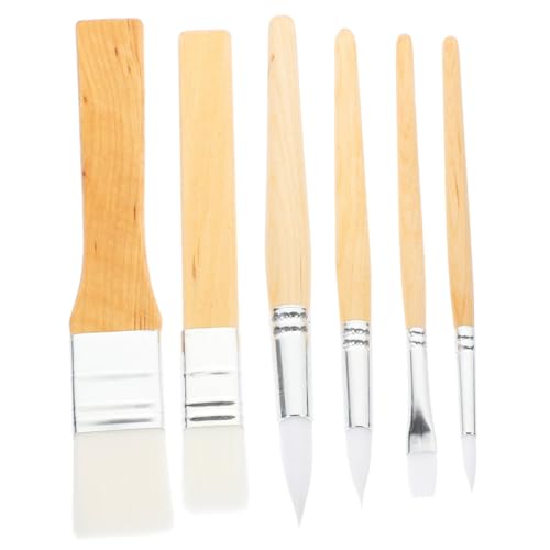 Uonlytech 6 Piezas Pinceles de Versátiles para Acuarela Óleo Acrílico Accesorios Prácticos para Estudiantes de Resistente de Madera para Detalles