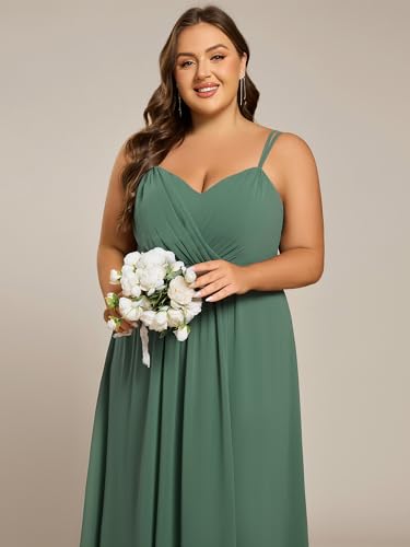 Image of Ever-Pretty Women's Pleated Backless Applique V Neck A Line Chiffon Sleeveless Plus Size Bridesmaid Dresses 01692-DA