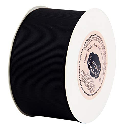 Vatin 2 Inches Solid Black Grosgrain Ribbon Spool -25 Yards, Great For Sewing, Gift Wrapping, Hair Bows, Flower Arranging, Home Decorating #TOP3