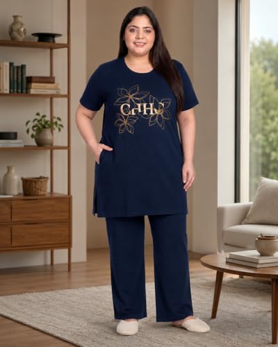 Image of In Love Women's Printed Cotton Plus Size Longline T-Shirt with Pockets | Cotton fabric - soft longline T-shirt with easy plus-size fit