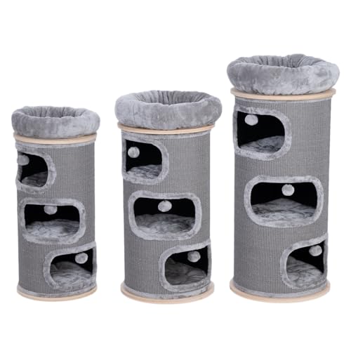 Natural Paradise - Kratztonne Primrose | Stabile Kratztonne mit robustem Sisal-Teppich | Hellgrau (Hellgrau, XL - 93cm)