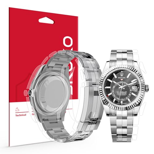 skoko [1Set Full Package] Body Protection Film Compatible with Rolex Sky-Dweller 42mm Ref. 326933 326934 326935 326938 326939 326235 326238 326239, Glossy Clear Skin, Full Coverage, Anti Scartch, Extra pieces for tricky areas