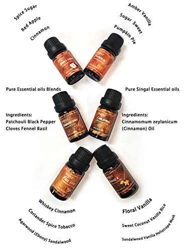HIQILI Spice Fragrance Oil, Scented Oil 6x10ml for Candle Making Soap Slime, Fall Essential Oils for Diffuser Home, Cinnamon Pumpkin Vanilla Apple Cider Harvest Spice Fall Leaf, Christmas - Image 4