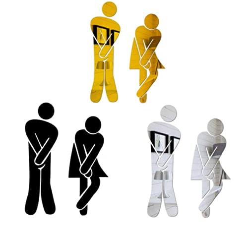 YJIUYUANQ 3D Acrylic Mirror Toilet Door Sign Men Women Bathroom Wall Sticker Home Decor? 3 Color Sets