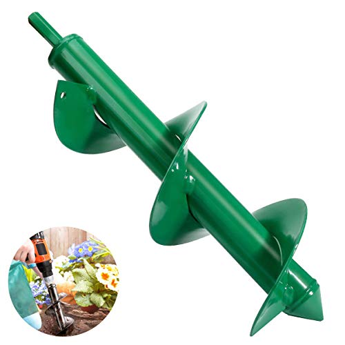 Preisvergleich Produktbild Powcan Garten Schnecken Spiralbohrer, Elektrisch Schnurlos Handbohrer Erdlochbohrer Auger Baggerbohrer, Zeitsparende Lochbohrer Grabungswerkzeug zum Pflanzen Beet Bulbs Sämlingen (8cm x 25cm)