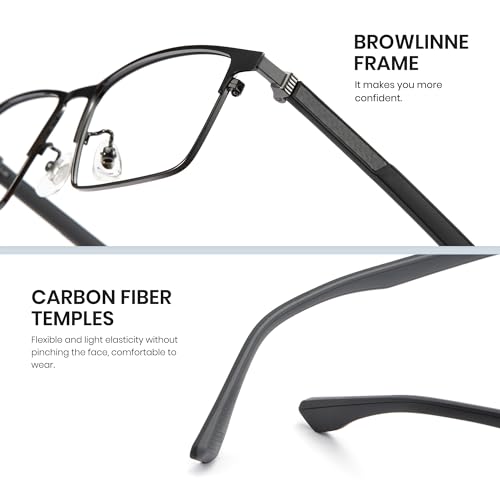 Image of Cyxus Carbon Fiber 99% Blue Light Glasses Men Women, 23g Semi-rim Square Frame for Computer Gaming