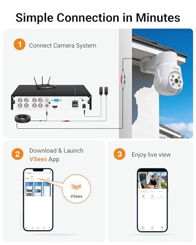 Image of Anlapus 5MP Surveillance Camera System, 4 x 360 Pan /Tilt Dome Cam, NO HDD | Smart Person Vehicle Detection, Audio Recording, Indoor /Outdoor, Night Vision, H.265+ 8CH 3K Home Surveillance CCTV DVR