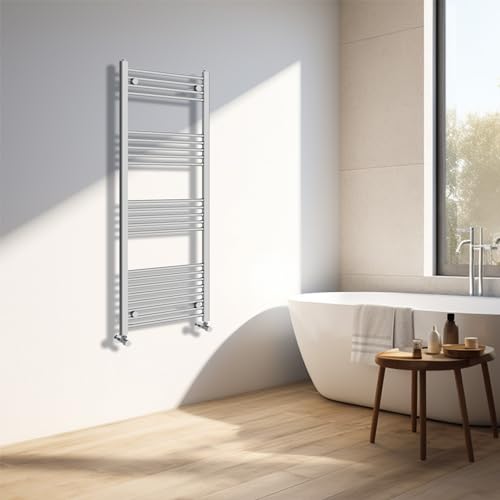 Radiador de baño cromado NRG de diseño exclusivo y líneas rectas de 1400 x 500 mm para hogar 2