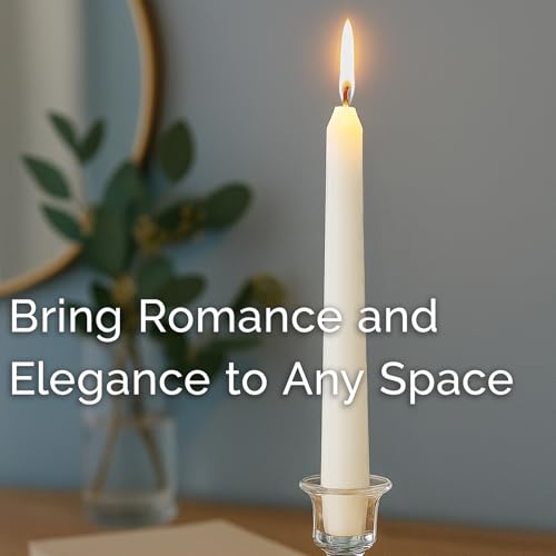 Image of Stonebriar Unscented Taper Candles - 7 Hour Burn Time, Candle Stick Candles for Weddings, Holidays, Home Decor & Special Events, Pack of 30, White, 10 inch