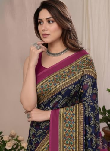 Image of Yashika Women's Georgette Saree with Blouse Piece for Traditional Ethinic Wear Sari