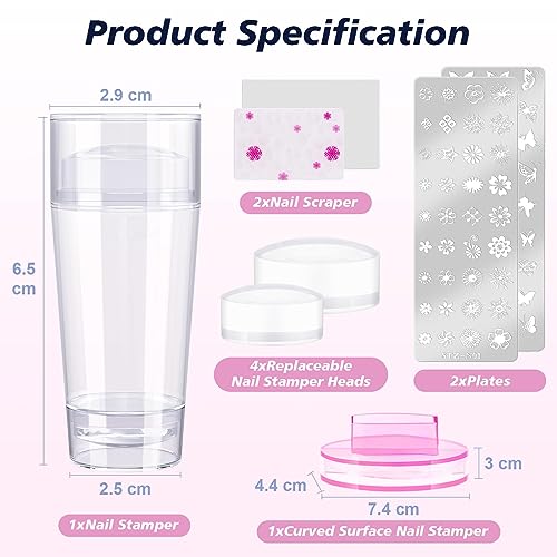 RYMAUP® Timbro per unghie francese, set di timbri