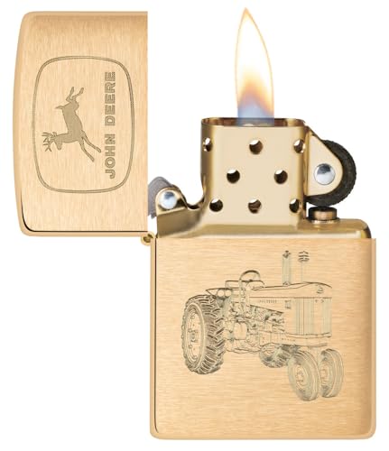 Encendedor de bolsillo Zippo John Deere Tractor Latón miniatura 3