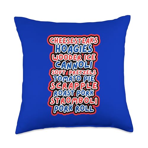 Philadelphia Philly Foods Cheesesteaks Hoagies Wooder Ice Throw Pillow