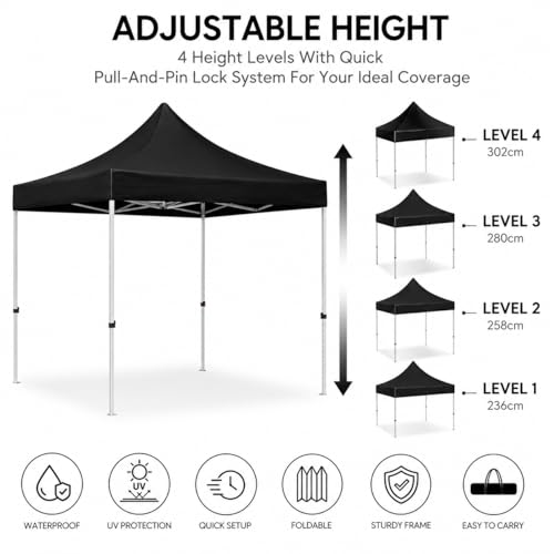 Image of Gazebo Tent Portable Popup Foldable Canopy 10x10 Ft Shelter for Event, Advertisement, Promotion, Exhibition, Market Stall, Waterproof Outdoor Gazebo Tent, Heavy Duty Frame (10x10 Feet, Blue)