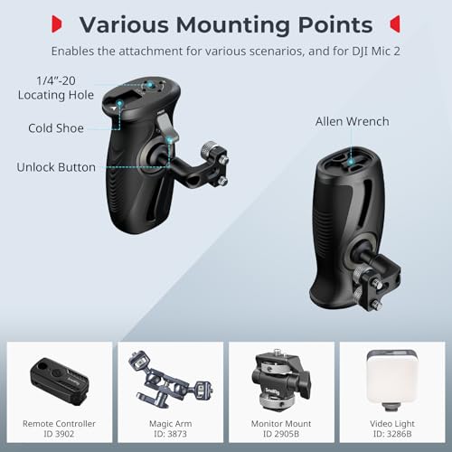 Image of SMALLRIG Push-Button Rotating Side Handle with 1 /4 inch-20 Screws, for Left and Right Hand, 360 Rotatable Side Handle with Anti-Slip Silicone, Max. Load 15Kg