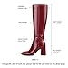 SOVANYOU Red Knee High Boots Leather Tall Boots for Women Square Toe Chunky Heeled Tall Red Boots Go-Go Long Boot