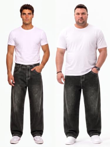 Image of GINGTTO Men's Baggy Barrel Jeans Wide Leg Y2K Denim Pants | Loose Fit Streetwear Casual Hip Hop Skater Vintage Style