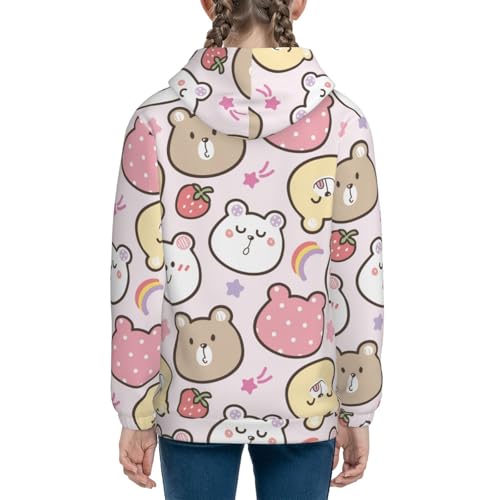 Cute Cartoon Bear Face Kids Pullover Hoodies Boys Sweatshirts Girls Athletic Clothes with Pocket4