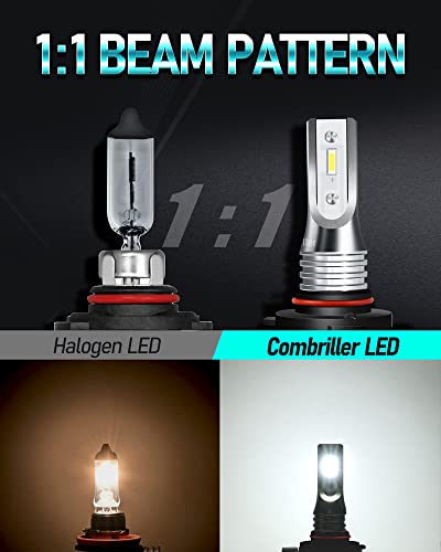 Combriller H10 Led Fog Light 6000K White H10 9145 9140 Led Fog Light Bulbs, 6000 Lumens Super Bright Csp Led Chips Fog Lamps Replacement For Trucks Cars Vehicles Non-Polarity Led Fog Light Pack Of 2 #TOP1
