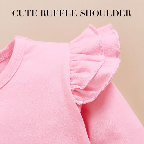 Image of SANMIO Toddler Girl Clothes Cute Ruffle Sleeve Shirt Floral Pants Headband | 3Pcs Fall Winter Outfits Kids Girls Clothing Set 1-6T