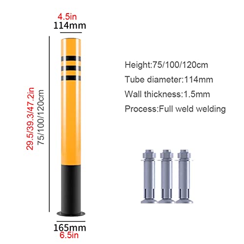 Bornes de stationnement - Lot de 2, 75 cm (29,5 po), Jaunes et Noires, en Acier réfléchissant Haute visibilité, pour allées de Garage