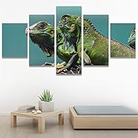SIGNWIN 5 Panel Canvas Wall Art Alligators Closeup Dramatic Expressionism Hallway Minimalist Multicolor for Home Decorations Ready to Hang - 60